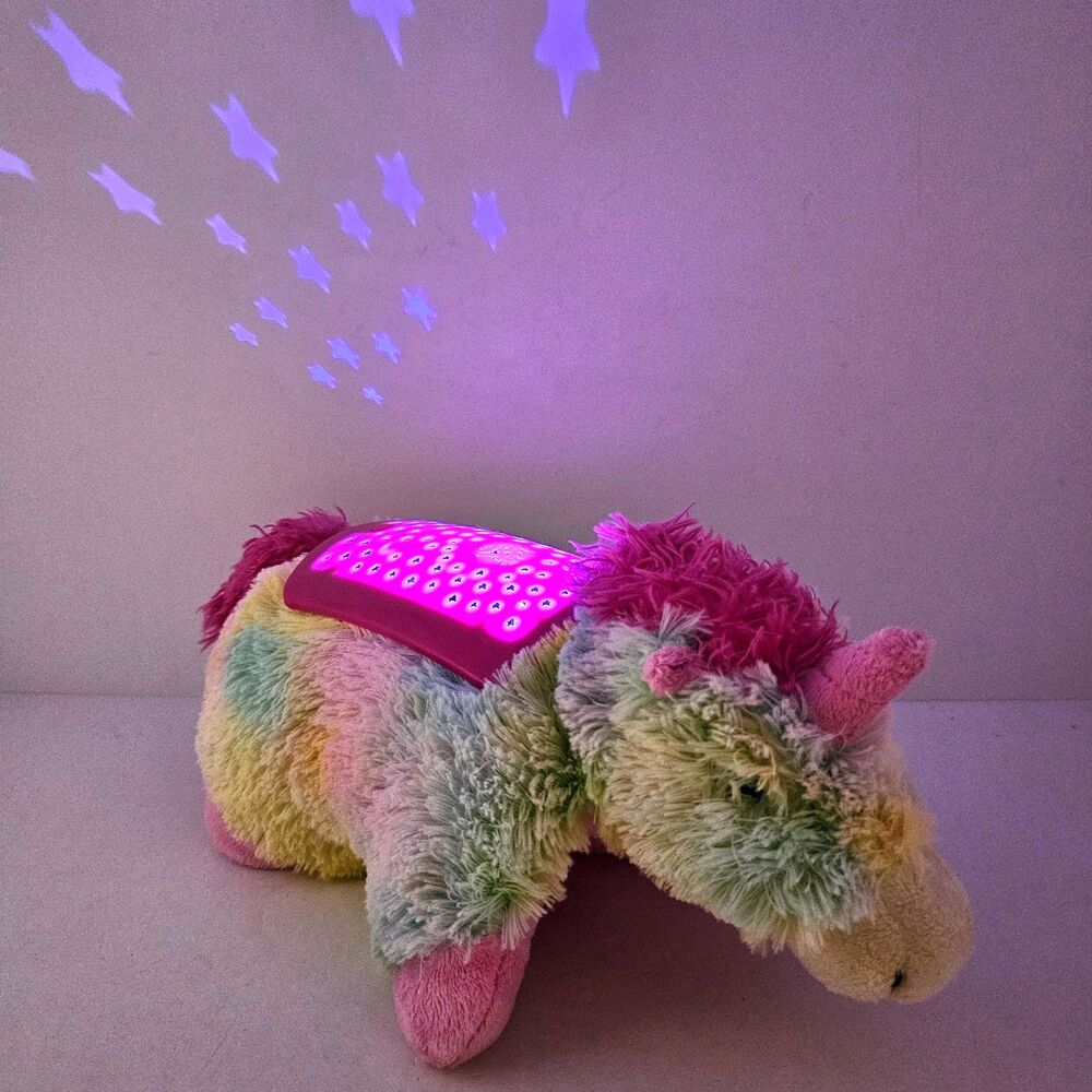 Pillow Pets Dream Lites Rainbow Unicorn Plush Night Light Star Projector Tested